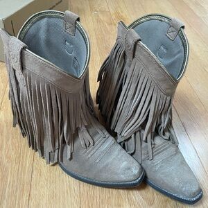 Ariat Fringe Suede Western Boots - Brown 4Y
